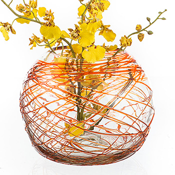 Fish Bowl Vase - Tangerine Threads 8 inch