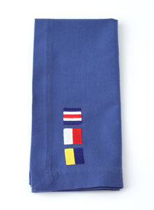 Blue Napkin with Nautical Flag Monogram