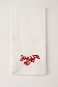 White Napkin with Outline Lobster
