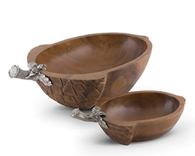 Pewter Wood Nut Bowl